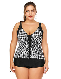 Sexy Black+white Color Matching Decorated Swimwear