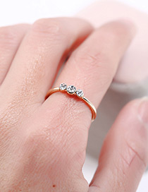Fashion Gold Color Diamond Decorated Simple Ring