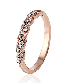 Fashion Rose Gold Full Diamond Decorated Ring
