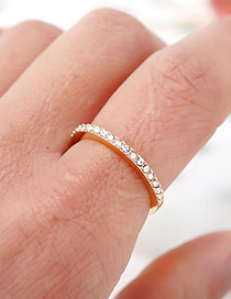 Fashion Gold Color Full Diamond Decorated Simple Ring