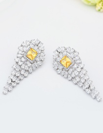 Fashion Yellow Full Diamond Decorated Earrings