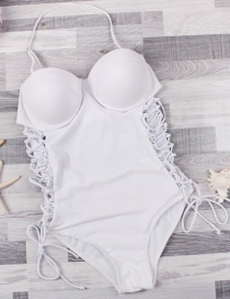 Sexy White Pure Color Decorated Swimwear