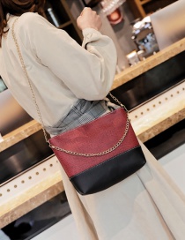 Fashion Claret-red Color-matching Decorated Bag