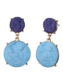 Fashion Purple+blue Round Shape Decorated Earrings