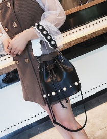 Fashion Black Bucket Shape Decorated Bag