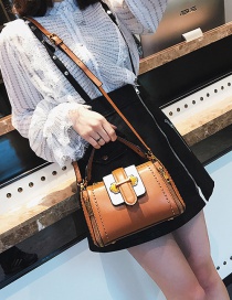 Fashion Brown Rivet Decorated Simple Bag