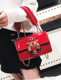 Fashion Red Diamond Decorated Square Bag