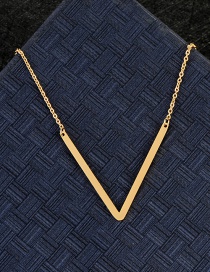 Fashion Gold Color V Letter Shape Decorated Necklace