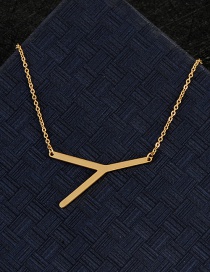 Fashion Gold Color Y Letter Shape Decorated Necklace