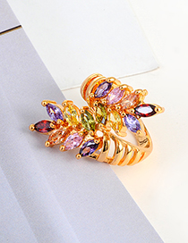 Fashion Multi-color Leaf Shape Design Ring