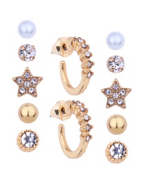 Fashion Gold Color Geometric Shape Decorated Earrings(6pcs)