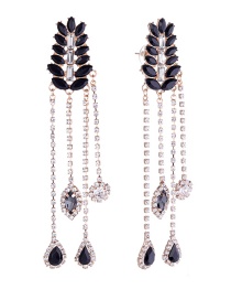 Fashion Black Full Diamond Decorated Multi-color Earrings