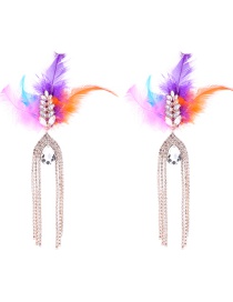 Fashion Multi-color Waterdrop Shape Decorated Tassel Earrings