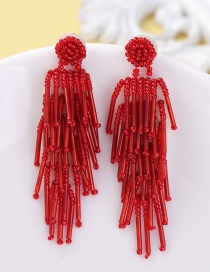 Fashion Red Pure Color Decortaed Tassel Earrings