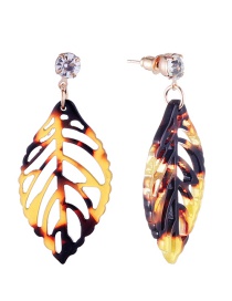 Fashion Yellow Leaf Shape Decorated Hollow Out Earrings
