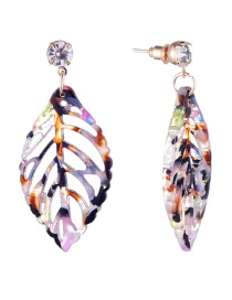 Fashion Multi-color Leaf Shape Decorated Hollow Out Earrings