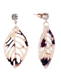 Fashion White Leaf Shape Decorated Hollow Out Earrings