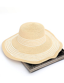 Fashion Beige Stripe Pattern Decorated Hat