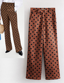 Fashion Brown Spot Pattern Decorated Trousers