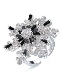 Fashion Black Flower Shape Decorated Ring