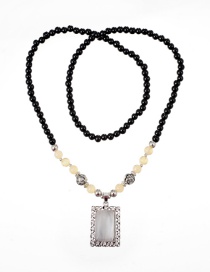 Fashion Black Square Shape Decorated Necklace