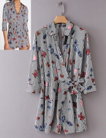 Fashion Black+white Butterfly Pattern Decorated Jumpsuit