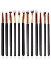 Fashion Black Round Shape Decorated Makeup Brush (12 Pcs )