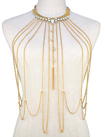 Fashion Gold Color Tassel Decorated Pure Color Body Chain