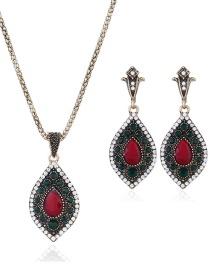 Fashion Red Water Drop Shape Decorated Jewelry Set