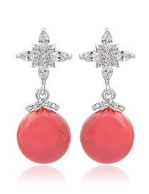 Fashion Pink Ball Shape Decorated Earrings