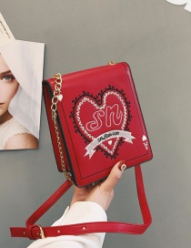 Fashion Red Heart Pattern Decorated Shoulder Bag