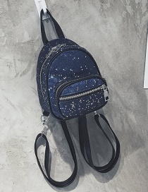 Fashion Blue Zipper Decorated Backpack