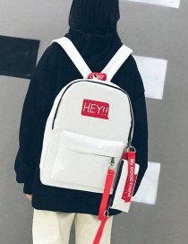 Fashion White Letter Pattern Decorated Backpack (2 Pcs )