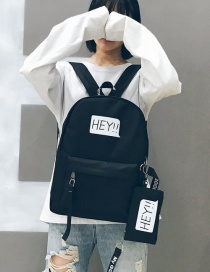 Fashion Black Letter Pattern Decorated Backpack (2 Pcs )