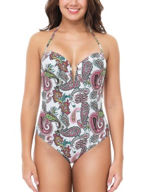 Sexy Multi-color Flowers Pattern Decorated One-piece Swimsuit