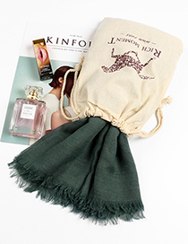 Fashion Olive Tassel Decorated Pure Color Scarf(with Bag)