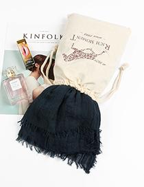 Fashion Navy Tassel Decorated Pure Color Scarf(with Bag)