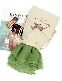 Fashion Green Tassel Decorated Pure Color Scarf(with Bag)
