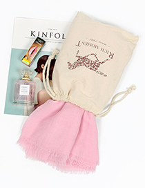 Fashion Pink Tassel Decorated Pure Color Scarf(with Bag)