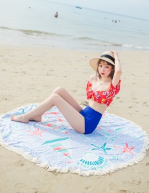 Fashion White+purple Starfish Pattern Decorated Beach Towel