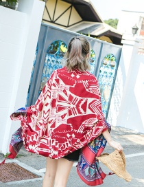 Fashion Red Triangle Shape Pattern Decorated Beach Scarf