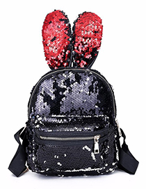 Fashion Black Rabbit Ears Shape Design Backpack