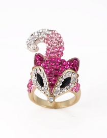 Fashion Plum Red Fox Shape Decorated Ring