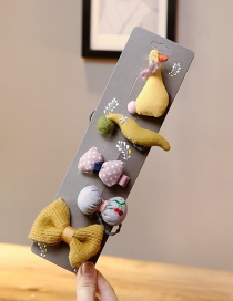 Lovely Yellow Duck&bowknot Decorated Hair Band(5pcs)