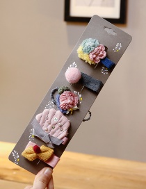 Lovely Pink+green Crown&flower Decorated Hair Band(5pcs)