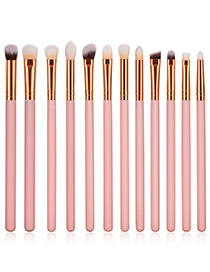 Fashion Pink Round Shape Decorated Makeup Brush(12 Pcs)