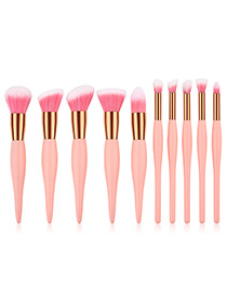 Fashion Pink Round Shape Decorated Makeup Brush(10 Pcs)
