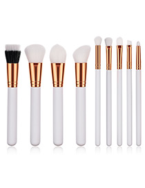 Fashion White Round Shape Decorated Makeup Brush(9 Pcs)