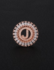 Fashion Rose Gold Letter J Decorated Round Shape Pendant(without Chain)