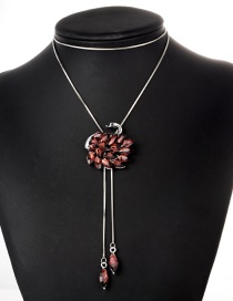 Fashion Dark Purple Swan Pendant Decorated Necklace